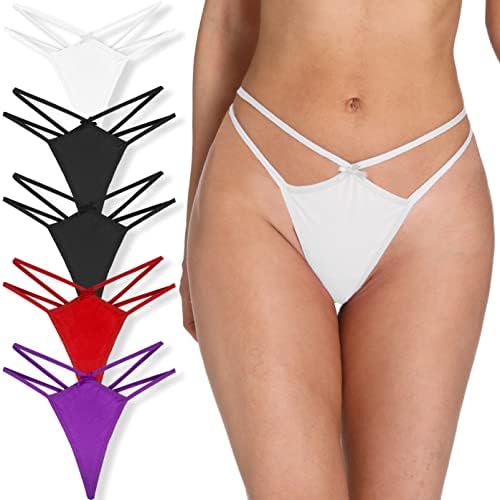 PSEFNAGX Sexy Thongs for Women Varity of T-Backs Sexy Underwear 5 Pcs of G Strings Cotton Undies Panties Tanga Size Large