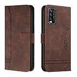 Lihondar Funda para Vivo Y20/Y20i/Y20S/Y12A/Y12S/Y11S/Y20 2021/Y20G/Y30G/Y20A, PU Cuero Billetera Tapa Flip Protectora Carcasa Libro Case Magnético con Tapa y Ranura para Tarjetas Piel Cartera (Braun)