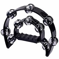 The size of our double half moon hand tambourine: Total size: 22.5 x 20 x 4.5cm (8.86" x 7.87" x 1.77"). Inner half-moon 12.5 x 9.5 x 4.5cm (4.92" x 3.7" x 1.77") Weight 318g (11.2oz) Our black double half moon tambourine has a half moon shape design...