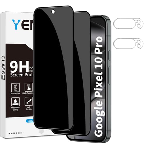 Yenwen Sichtschutzfolie für Google Pixel 10 Pro für Panzerglas, 2 Stück Sichtschutz und 2 Stück Kameraschutz, 9H Härte Privacy Schutzfolie Folie Anti Spy Blickschutzfolie