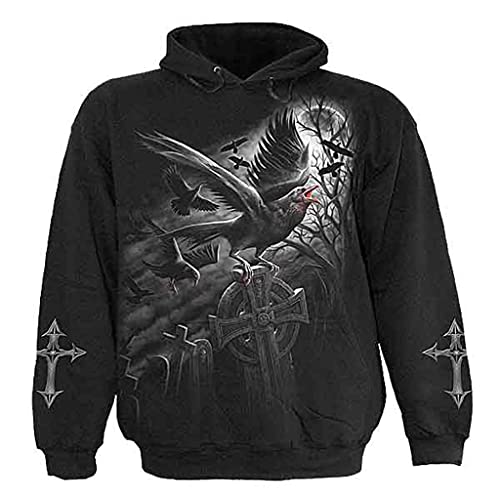 Pull ample gothique noir motif corbeau pour vos sorties urbaines de nuit