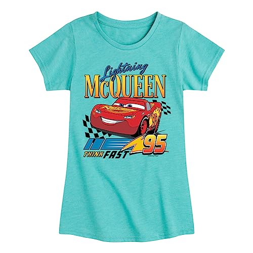 Disney Cars - Lightning McQueen Think Fast - Toddler and Youth Girls Short Sleeve Graphic T-Shirt