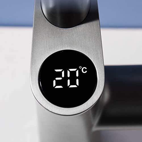 Robinet de cuisine rétractable digital qui affiche la température pour évier pivotant