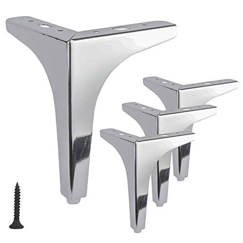 Furniture Legs - 7" Metal Sofa Legs, Replacement Straight Heavy Duty Chrome Furniture Feet For Sofa, Couch, Ottoman, Coffee Table, 4 Pack #TOP2