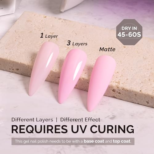Image of MelodySusie 0.5fl oz Sakura Pink Gel Nail Polish, Nails Soak Off UV LED Bright Pink Gel Polish Gift for Women Nail Art Manicure Salon DIY Nail Design Decoration at Home-A2604