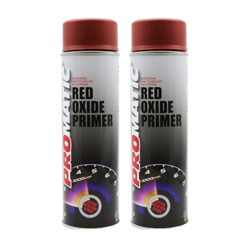 PROTOUCH 2x Promatic Red Oxide Primer Spray Aerosol, 500ml, Fast Drying, Corrosion Prevention, Easy Sanding