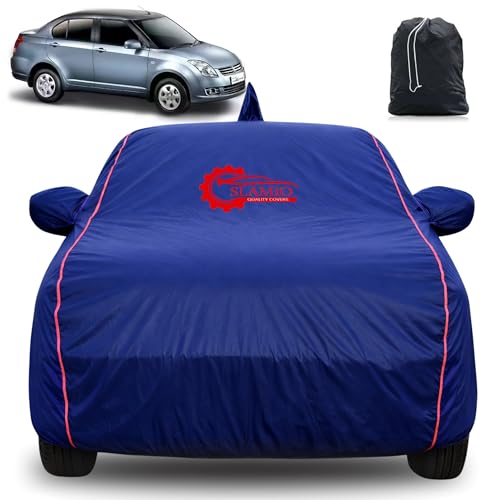 Image of 100% Waterproof Car Cover for Maruti Suzuki Dzire 2008-2011 | All-Weather, Dustproof & UV Protection | Heavy-Duty 3-Layer Fabric | Custom Fit with Mirror & Antenna Pocket | Navy Blue