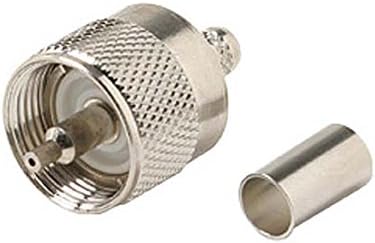 UHF macho enchufe a RG59 Crimp-On adaptador conector coaxial UHF Plug a RG-59 Crimp-On grado comercial niquelado con aislamiento Delrin antena de TV