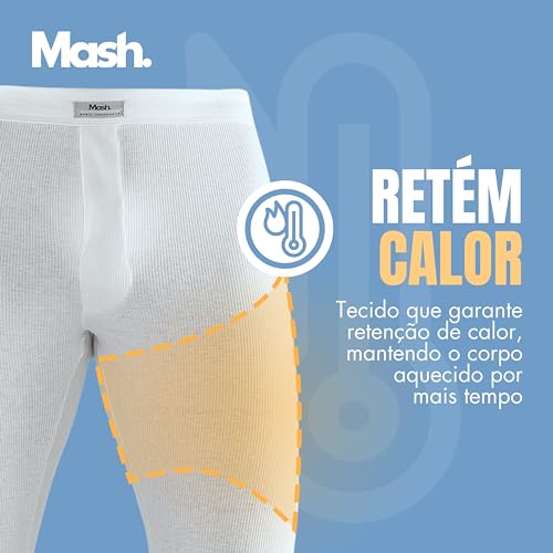 MASH Kit 2 Ceroula Minhocão Underwear Motoqueiro Frio Intenso Adulto, 1 Branco - 1 Cinza, GG