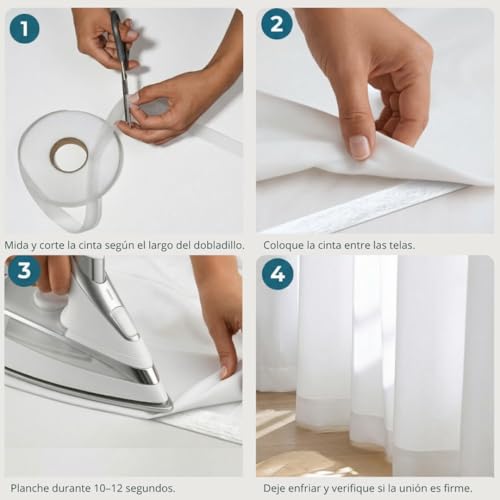 Miniatura 3 de Namaz Cinta Termoadhesiva Xl Para Dobladillos 80 Metros X 20 Mm Material Extra Grueso Y Resistente Para Cortinas, Pantalones, Ropa Y Manualidades Fijación Duradera Sin Coser