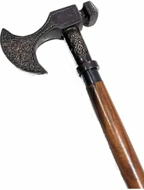 Antique Brass Walking Stick Brass Handle Vintage Nautical Wooden Walking Stick Derby Cane Walking Stick for Parents, Grandparents 37inch (HM-WLK-23)