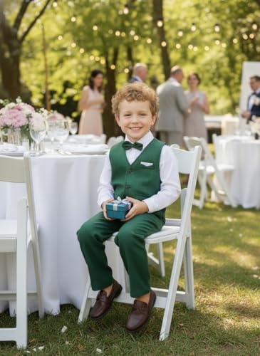 Image of Volunboy Baby Boys Formal Wedding Ring Bearer Outfits Toddler Gentleman Bowtie Vest Guest Suits Dress Shirt Pants Set
