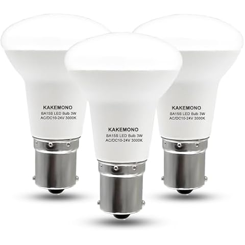 KAKEMONO 1383 1139 R12 LED Reflector Light Bulb 12V 24V BA15S SC Bayonet, 3W 1156 1141 for RV Camper Trailer Marine Boat Reading Light Bulb,Warm White 3000K,Pack of 3 Cover