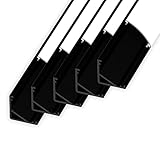 CABI (CA) - Perfil de esquina de aluminio para tiras LED de hasta 10 mm de ancho, perfil de esquina + cubierta acrílica de color blanco lechoso (ópalo) + tapas de extremos (negro, 5 x 2 m)