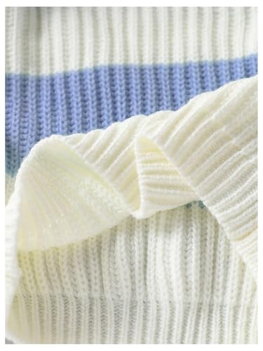 SHENHE Girl's Sweater Color Block Striped Crew Neck Fall Knitted Crop Top Sweater Jumper4