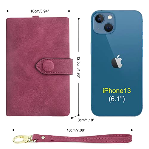 RFID Blocking Wallets for Women, Large Capacity Soft Leather Womens Small Wallet with Wrist Strap (Purple)4