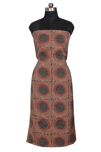 Image of Ethnics of Kutch Women's Ajrakh Modal Silk Natural Dye Hand Block Print Unstitched Kurta Fabric (For Lenght - Refer Bullet Point Below)