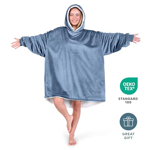 Image of Bare Home Wearable Blanket Hoodie - Soft Plush Sherpa - Warm and Cozy - Oversized Wearable Blanket