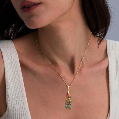 Nature Stone Necklaces for Women Boho Pendant Necklace 18K Gold Chain Necklaces3