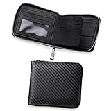 KAIDUCHKDC Minimalist Men Wallets with Zipper Fashion Carbon Wallet for Men with 4 Card Slots & 2 ID Windows & Cash Pocket Mens Zipper Wallet Valentine's Day Gift for Him