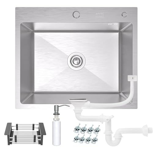 Single-bowl kitchen sink INOX 60x50 + Dispenser, basket