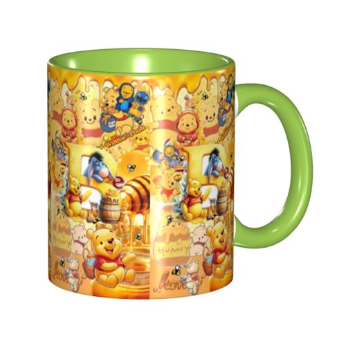くまのプーさん セラミックマグカップ 食器 大容量コーヒーカップ 330ml 耐熱 おしゃれなマグカップ オフィスホーム用 プレゼントに最適 再利用可能 ギフト 男女兼用 Green
