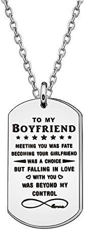 Men's Necklace To My Boyfriend Gift from Girlfriend Stainless Steel Lettering Necklace for Valentines Christmas Gift