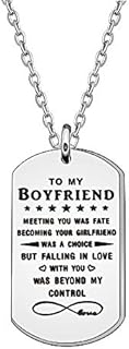 Men's Necklace To My Boyfriend Gift from Girlfriend Stainless Steel Lettering Necklace for Valentines Christmas Gift