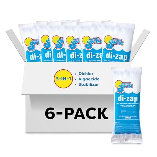 In The Swim Premium 3-in-1 Pool Shock - Di-Zap Contains Dichlor Algaecide and Stabilizer - 6 x 1 lb. Bags