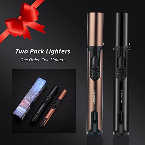 Promise Torch Lighters, Butane Lighters Refillable Single Jet Flame For Candle Grill Bbq Camping (Black&Brown) #TOP5