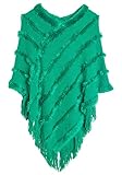 QTUN Poncho de Punto con Flecos para Mujer Invierno Piel Sintética Elegante Capa de Chal