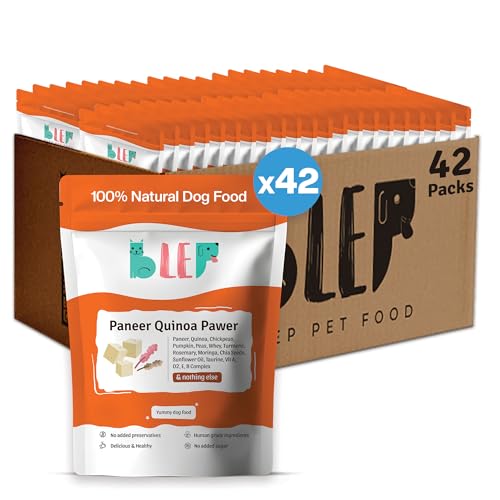 Image of BLEP Fresh Dog Food (Wet) Human Grade, Grain Free|Paneer, Quinoa & Mixed Veggies|Omega 3, 6, Vitamin A, D, E, B|Zero Preservatives & Sugar|Easily Digestible|for All Dog Breeds|8.4kg (42 Pack of 200g)