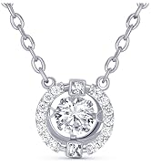 Crystal Halo Silver Pendant Necklace for Women - Christmas, Valentines, Anniversary, Birthday Gifts