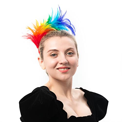 Felizhouse 1920S Fascinator With Feathers Headband For Women Wedding Tea Party Headwear (Rainbow) #TOP2