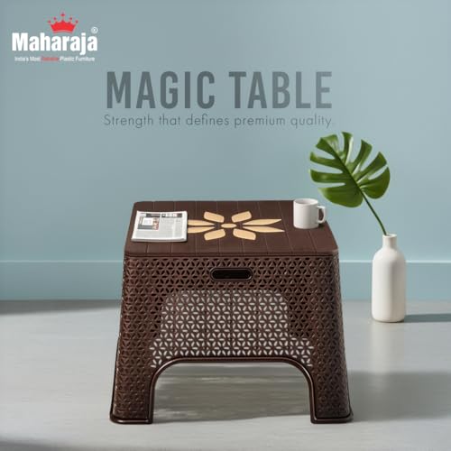 Image of MAHARAJA Plastic Coffee Table for Home & Office, DIY Assembly,(Brown,Set of 2)