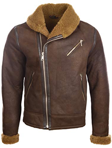 Aviatrix Giacca da Uomo in Vera Pelle Shearling con Collo Sciallato (OBRS)