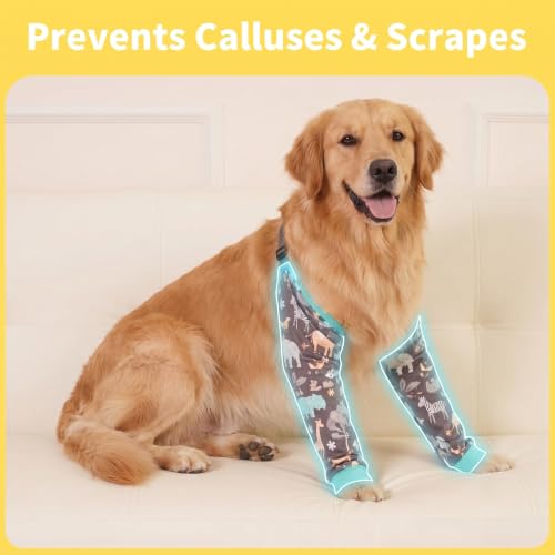 Image of LovinPet Dog Elbow Protector Anti-Licking Elbow Sleeve, Adjustable, Comfortable & Durable Front Leg Guard for Medium to Large Dogs, Prevents Licking and Chewing,Dog Sleeve,Green Grey