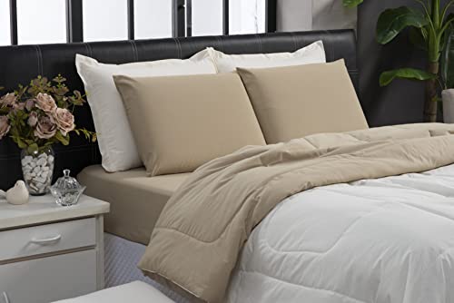 Kit Edredom Casal Queen Jogo de Cama 3 peças 100% Algodão (Capuccino e Branco)
