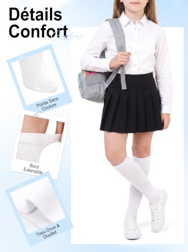 PUTUO Chaussettes Hautes Enfant Fille: Chaussettes Montantes Coton – vue 2