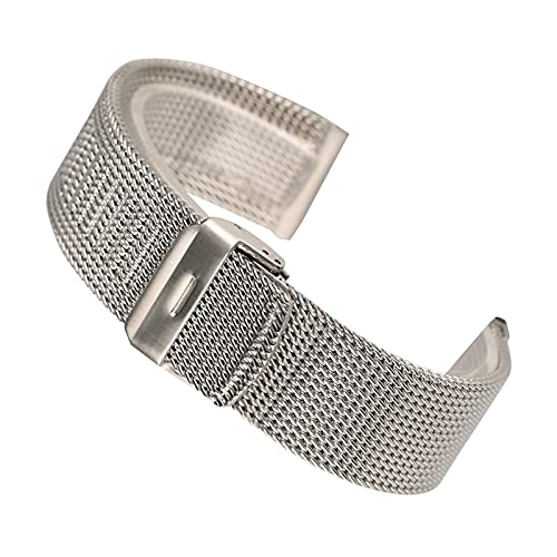 Bande en acier inoxydable en maille 18mm 20mm 22mm avec boucle noire - 3