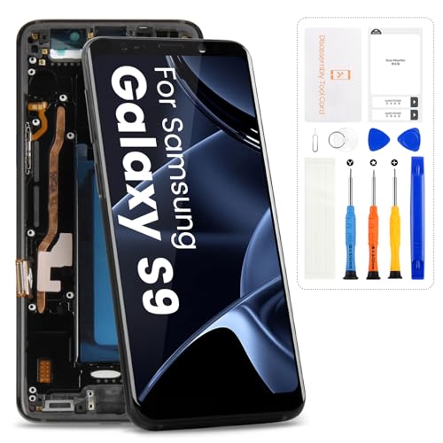 Screen Replacement for Samsung Galaxy S9 LCD Screen for Galaxy S9 Display Touch Screen Assembly G960U G960W with Repair Tools(No Fingerprint,Incell with Frame)