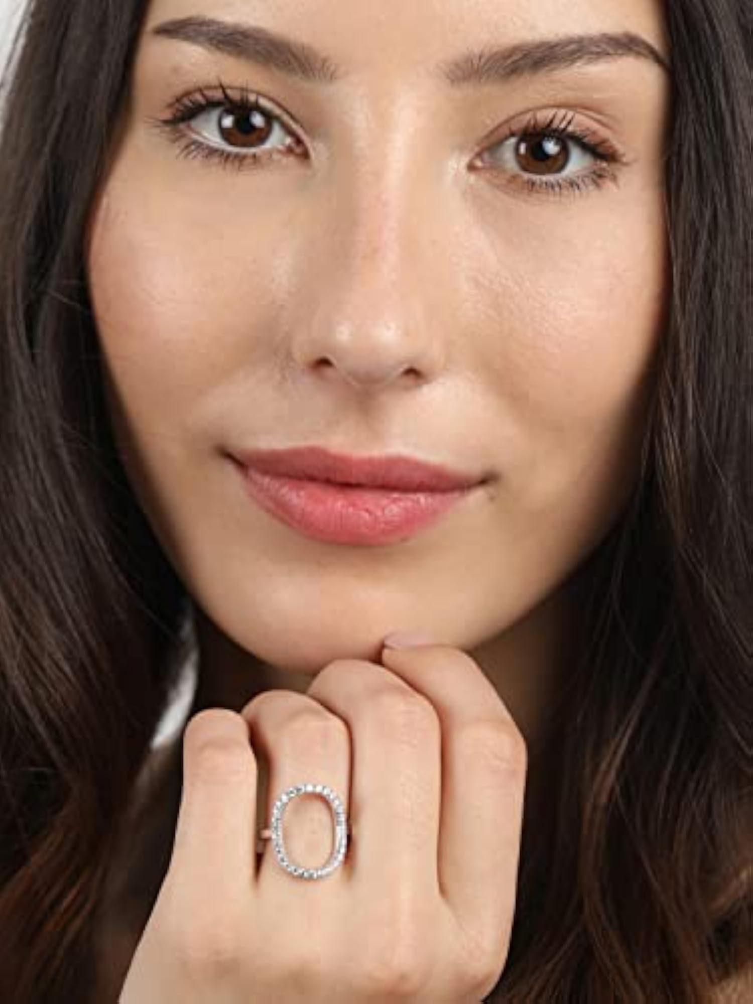 Women's 925 Silver Unique Adjustable Ring, Platinum Plated