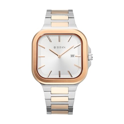 Titan Classique Slim Square Quartz Analog with Date Silver Dial Stainless Steel Strap Watch for Men-90176KM01 (B0CRHFVTKM) Amazon Price History, Amazon Price Tracker