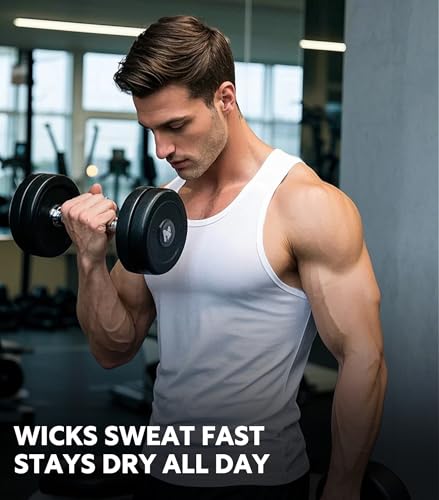 DAVID ARCHY Men's Tank Top Undershirts Moisture Wicking Quick-Dry A-Shirts Soft Silky Undershirts Tank Shirt for Men 3 Pack4