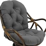 Genérico Sillón Plegable para Exterior, Mecedora, sillón para Patio, cojín Giratorio Impermeable, Respaldo Alto con mechones, cojín Tipo Huevo para Columpio de ratán, cojín de Asiento de Mimbre Gris