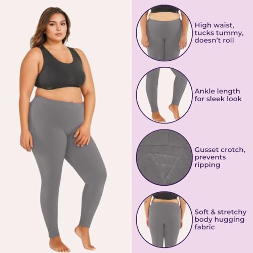 Image of Adira | Plus Size Leggings for Women | Plus Size Leggings for Women | High Waist | Ankle Length | Soft Cotton & Elastane Blend | Non-See-Through | Gusset Crotch Prevents Ripping