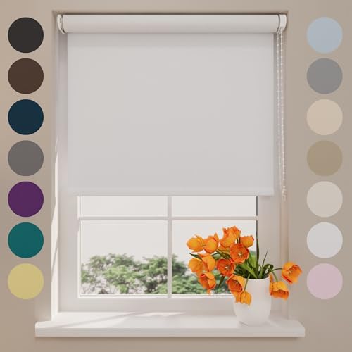 Radeco® Verdunkelungsrollo 200 x 190 cm weiß, Größen von 40 bis 240 Breite, ohne Bohren möglich, Rollo wandmontage, Rollo 200 cm breit, Fenster rollos für innen, rollos für Fenster