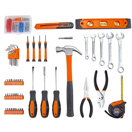Cartman Tool Set General Hand Tool Kit With Plastic Toolbox Storage Case Automotive Wrench Sets Orange #TOP2