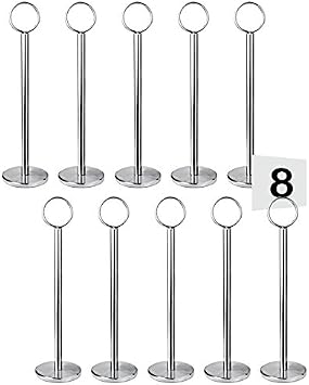 Tiger Chef 10 Pcs Table Number Holders 8", 10 Pack Table Card Holder Table Number Stand Place Card Holder for Weddings, Parties, Banquets, Restaurants