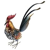 Coq en fer sculpté – idéal comme objet de décoration pour votre salon, jardin et terrasse, sculptures d'animaux en métal